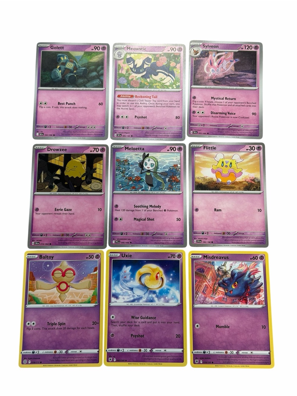 Lot of 9 psychic Pokemon cards - Bundle and Save